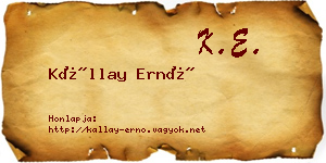 Kállay Ernő névjegykártya